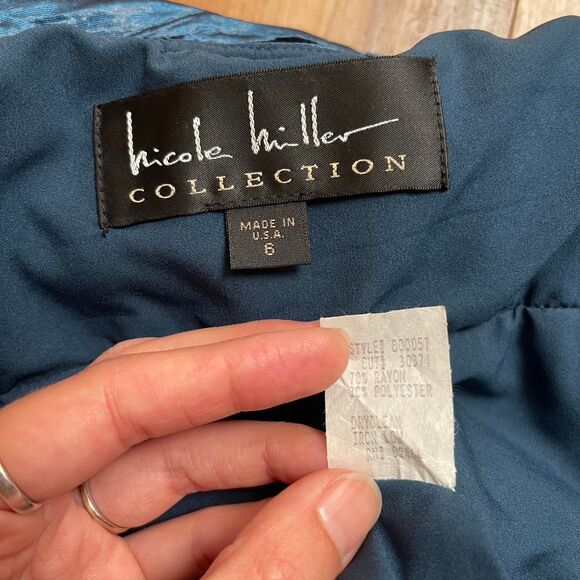 Vintage Y2K Nicole Miller Blue Ruched Cocktail Dress Formal Homecoming Size 6 - Picture 7 of 7